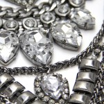 Max Edgy Gunmetal Crystal Encrusted Necklace